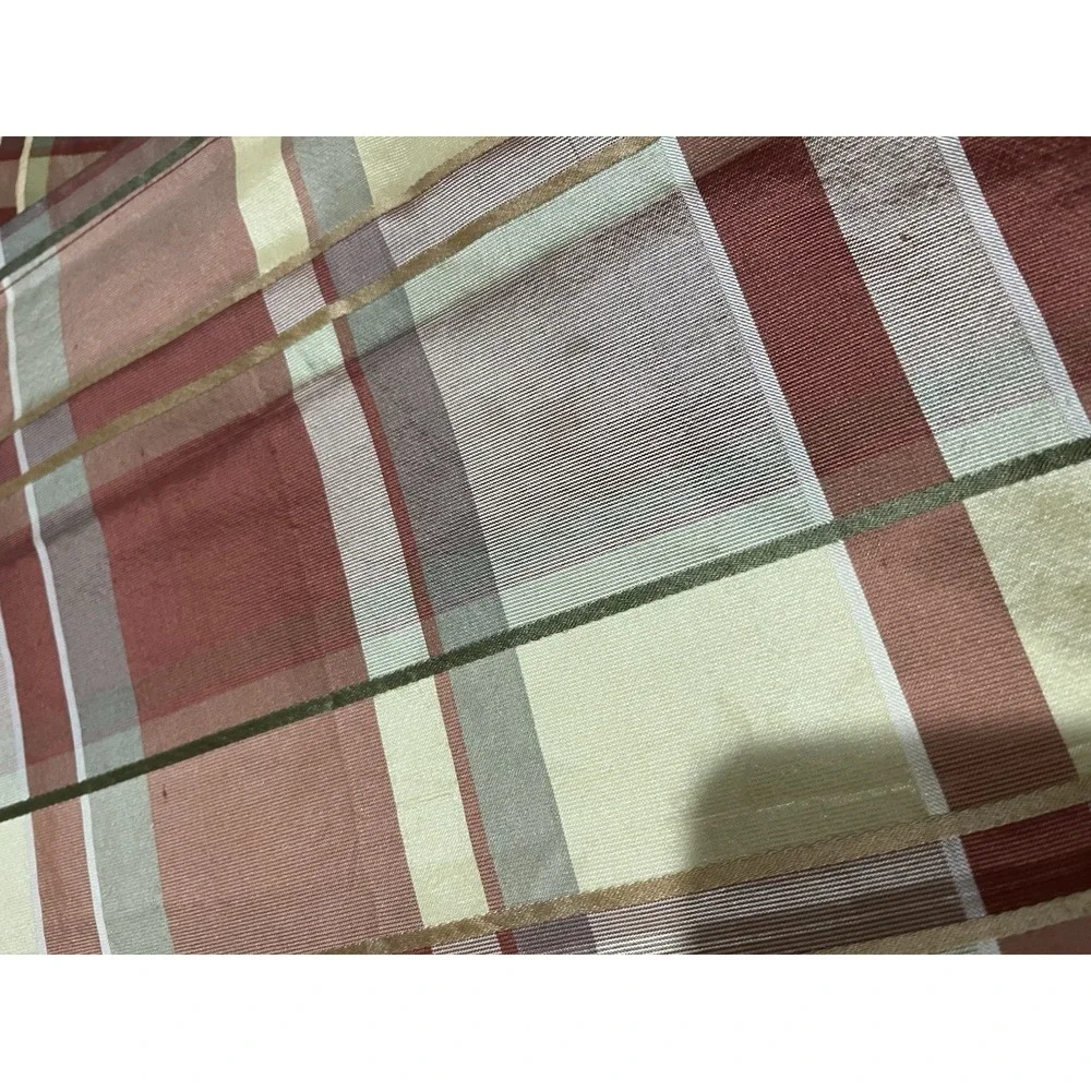 JC Penny Chris Madden Silk Curtain Panels Set of 2 Gold Rust Plaid Lined 41x82